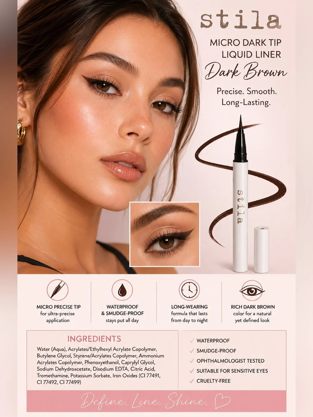 Stila Dark Brown Waterproof Micro Tip Liquid Eyeliner